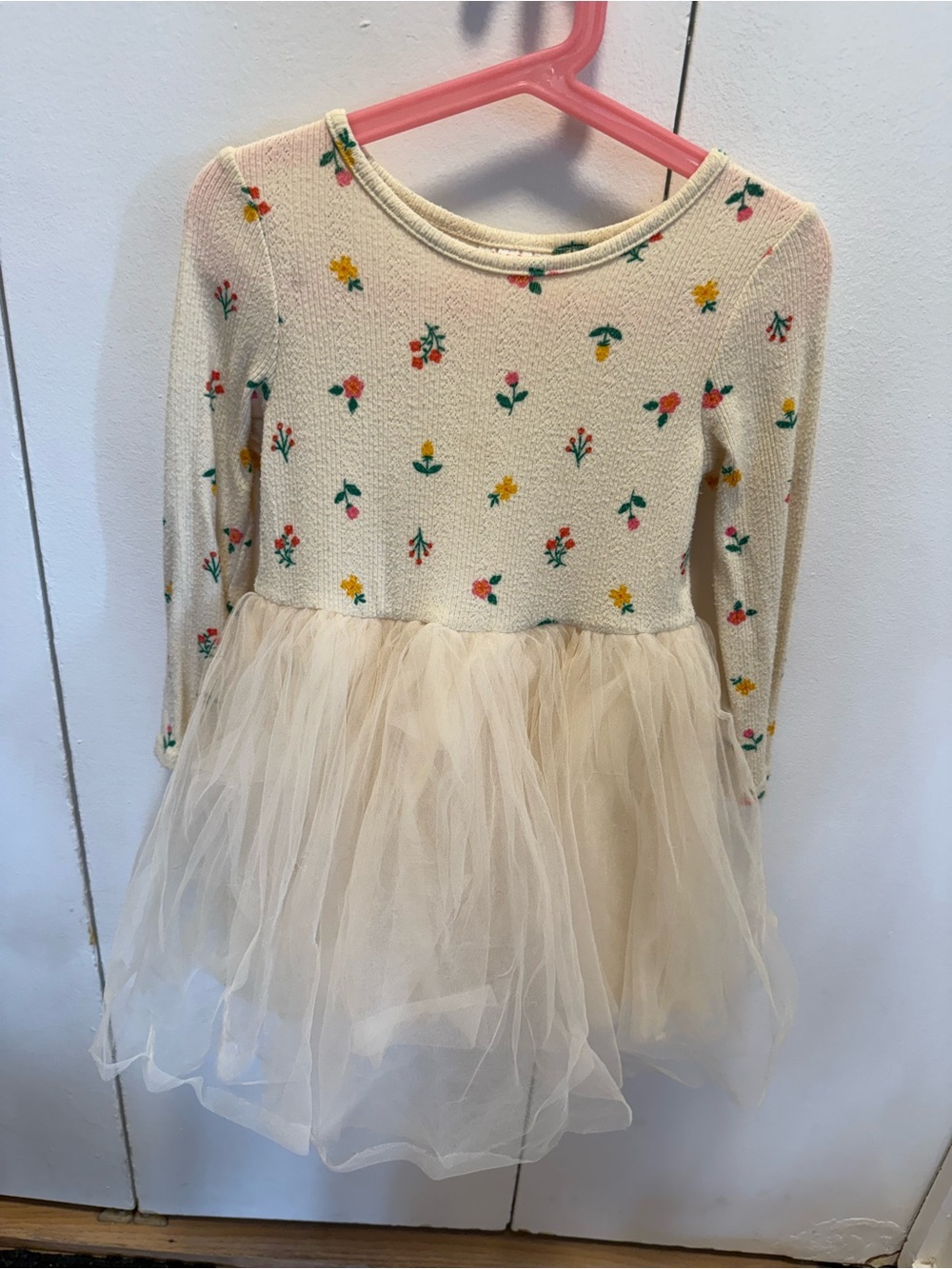 Cat & Jack Cream Floral Tutu Dress with Multicolor Flowers